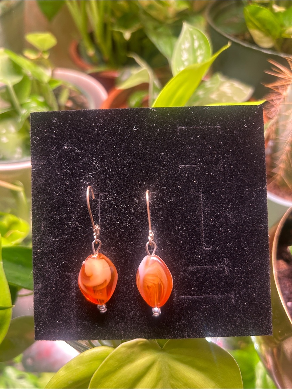 Handmade Orange Swirl Dangle Earrings - Women Jewelry